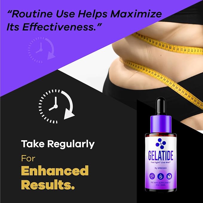 (2 Pack) Gelatide Drops Advanced Gelatide Feel Light Live Well Supplement Loss Support Formula Official Gelatide Liquid Dropper for Active Lifestyle &amp Overall Wellness (4oz/120ml)