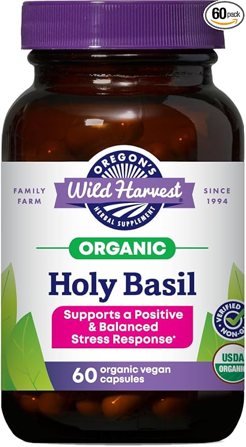 Oregon's Wild Harvest Organic Holy Basil Herbal Supplement 60 Count