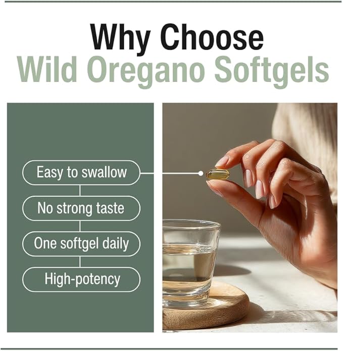 Vegan Wild Oregano Oil Capsules Organic 86-90% Carvacrol - 10000 mg Oil of Oregano per Softgel - Immune and Digestive Support Natural Antioxidant Vegan Non GMO 120 Capsules