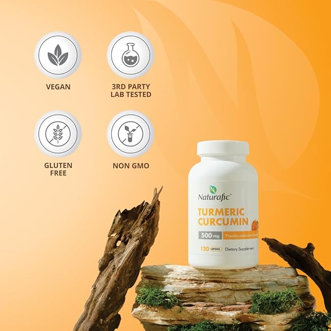 Turmeric Curcumin with Piperine Capsules - 500mg per Capsule120 Count - Supplement with Black Pepper for Enhanced Absorption Non-GMO Gluten-Free