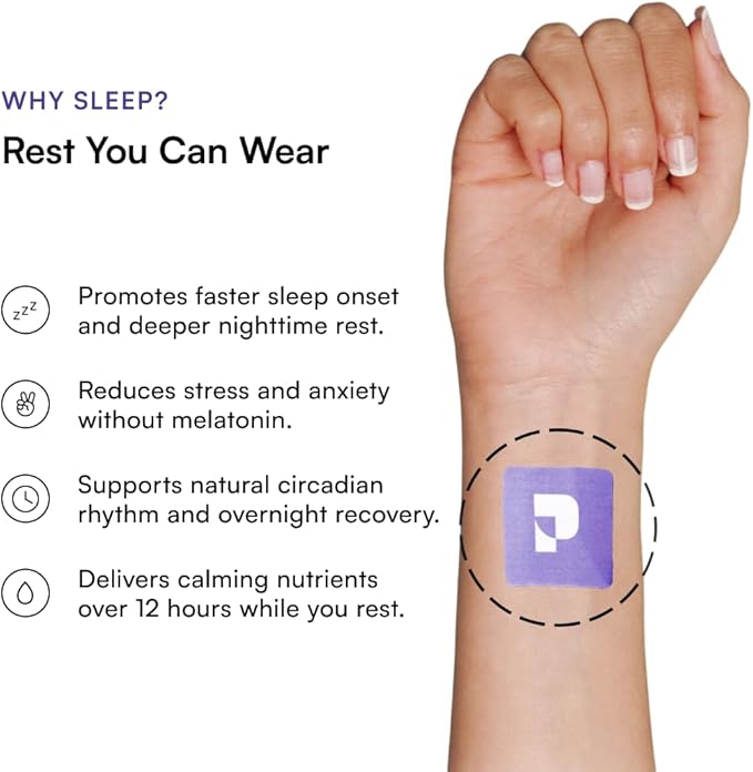 Pure Patch Sleep Patch – Plant-Based Vegan Topical Patch – Magnesium Glycinate – GABA – L-Theanine – Apigenin – Non-Ingestible – Water-Resistant – Gentle on Skin – Gluten Free – Made in USA –30Patches