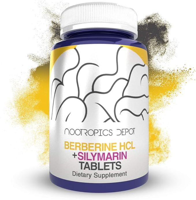 Nootropics Depot Berberine HCL + Silymarin Capsules | 500mg + 90mg | 60 Count | Supports Cellular Function Metabolic Function