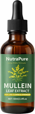 Nutrapure Mullein Extract Drops for Lung Organic Mullein Leaf Supplement Support Lung Cleanse &amp Detox Health &amp Respiratory Comfort &amp Boosts Immune - 2.0fl.oz (1)