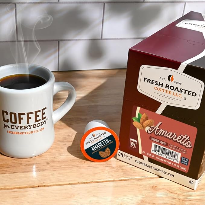 Fresh Roasted Coffee Amaretto Flavored Coffee Pods 72 Count