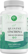 Quinine Cinchona Bark Extract 1000 mg – Herbal Supplement for Muscle &amp Leg Cramp Relief Digestive Support &amp Immune Health – 120 Capsules Non-GMO Made in USA