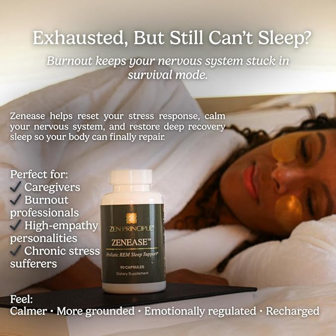 Zen Principle Zenease Sleep Support with Magnesium Glycinate Ashwagandha KSM-66® Saffron L-Theanine &amp GABA – No Melatonin Natural Stress Relief &amp Sleep Aid. 90 Capsules