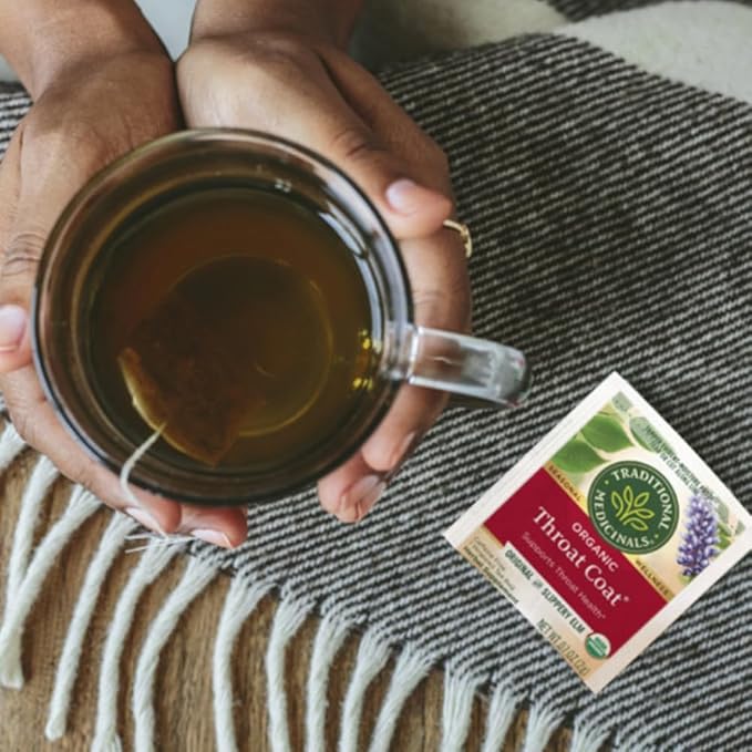 Traditional Medicinals Organic Throat Coat Herbal Tea Supports Throat Health (Pack of 4) - 64 Tea Bags