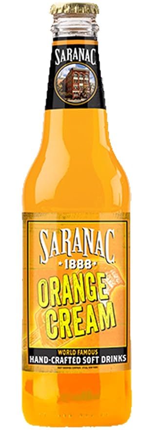 Saranac World Famous Hand-Crafted Orange Cream Soda Soft Drink 12 oz Glass Bottles (24 Pack)