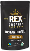 Rex Organic Fairtrade Freeze-Dried Instant Coffee – Medium Roast Arabica 7.05 oz Resealable Pouch Bag – USDA Organic &amp Fairtrade Certified Lab Tested for Mold &amp Mycotoxins