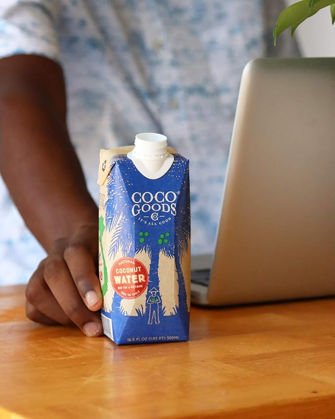 CocoGoodsCo Vietnam Single-Origin 100% Natural Coconut Water Non-GMO Never from Concentrate (16.9 fl. oz 12 pack)