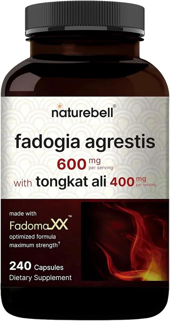 NatureBell Fadogia Agrestis - 240 Capsules - 600mg Fadogia Agrestis with 400mg Tongkat Ali - High Strength Extracts for Vitality &amp Workout Performance Support*