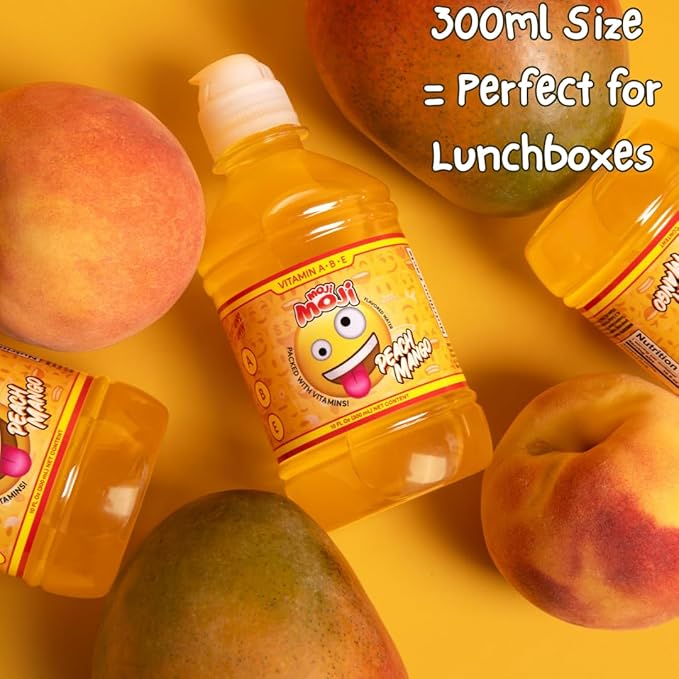 MOJI-MOJI Kids Vitamin Drink – with Vitamins A B &amp E Fun Emoji Bottles 4 Flavors Sports Cap Spill-Resistant 10.1 Fl Oz Pack of 24 (10.1 Fl Oz Watermelon Strawberry)