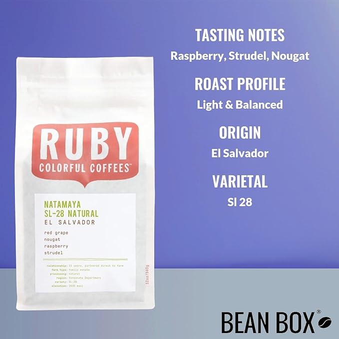 El Salvador Natamaya SL-28 Natural - Roasted by Ruby Coffee Roasters - Whole Bean Coffee - 5 Pound Bag