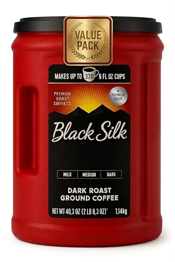 Dark Roast Ground Coffee Black Silk 40.3 oz Pack of 1