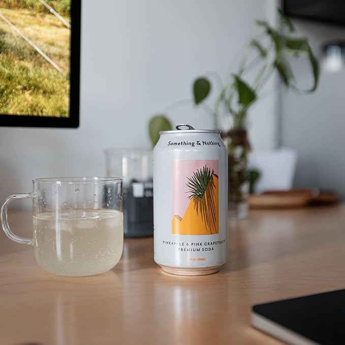 Something &amp Nothing Pineapple &amp Pink Grapefruit Flavoured Sparkling Water | Lightly Carbonated Full Flavoured with Grape &amp Lemon Juice | Vegan &amp Low Calorie Soda | 12 Fl Oz Cans (Pack