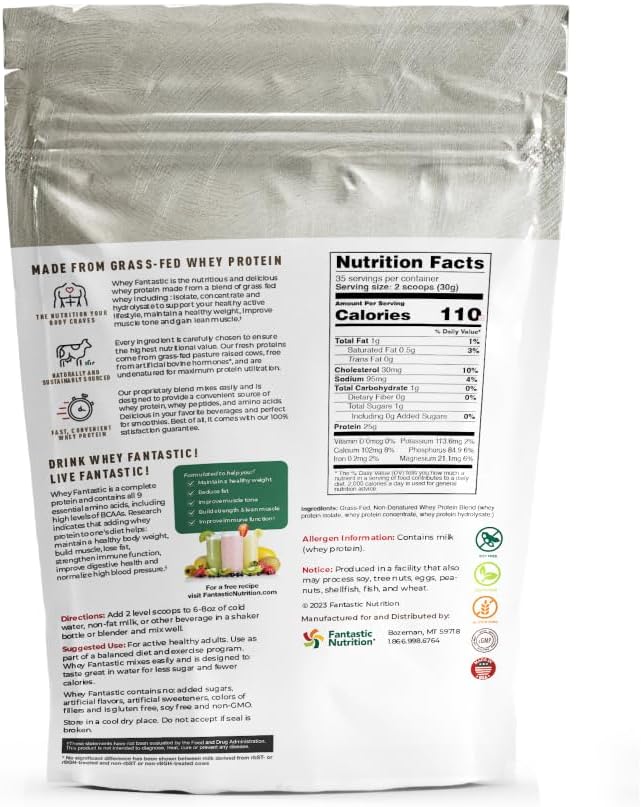 Collagen Fantastic Grass Fed Collagen Peptides Plus Grass Fed Unflavored Whey Fantastic 2.2lb Each