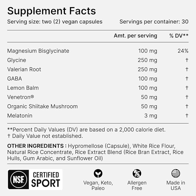 Stoned Ape Dream - Nootropic &amp Adaptogen Sleep Aid - Supports Sleep &amp Recovery - Venetron Valerian Root Melatonin Mg GABA Lemon Balm Shiitake - Keto Paleo Vegan - NSF Sport Certified