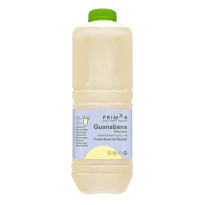 Primor Fruit Purees | Made with Real Fruit | Countless Applications: Juices Smoothies Cocktails Desserts and More - Guanabana