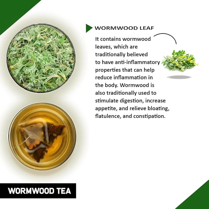 Teacurry Wormwood Tea (30 Tea Bags 1 Month Pack) - Artemisia Leaves - Mugwort Leaves - Himalayan Grown Leaves