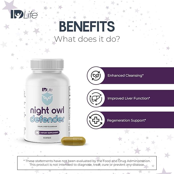 IDLife - Night Owl Defender - Milk Thistle &amp Curcuminoids for Liver Support Defense Against Daily Buildup &amp Nighttime Wellness Boost - 60 Capsules