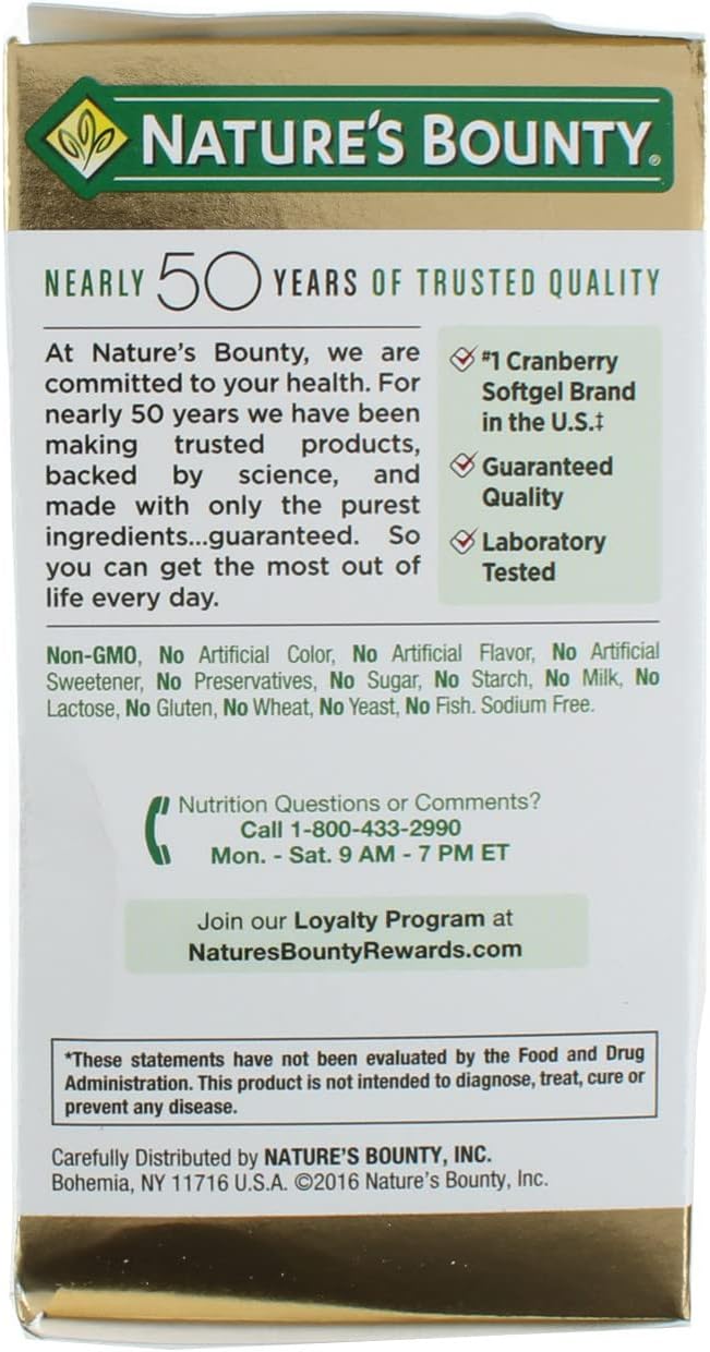 Nature's Bounty Cranberry Dietary Supplement 60 Soft Gels (Pack of 3)