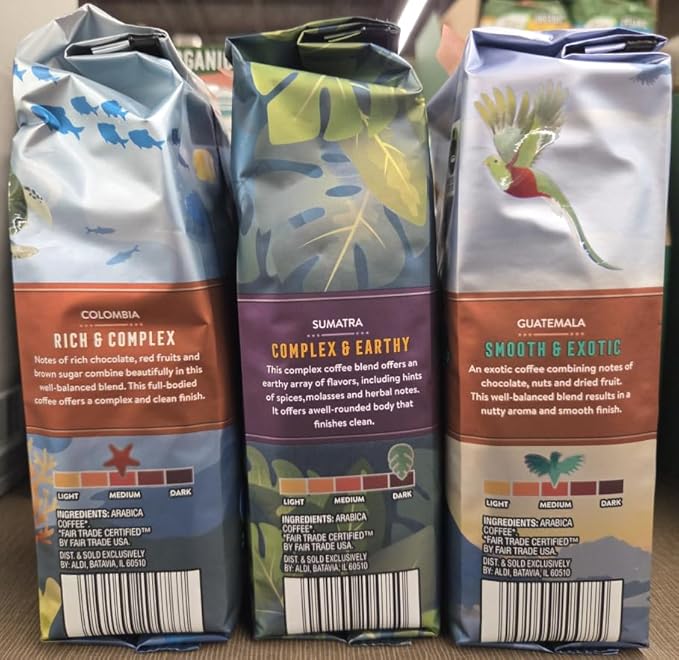 Barissimo 2021 New Version 100% ARABICA Ground Coffees: Sumatra Guatemala and Columbia 12oz 340g (Three Bags)