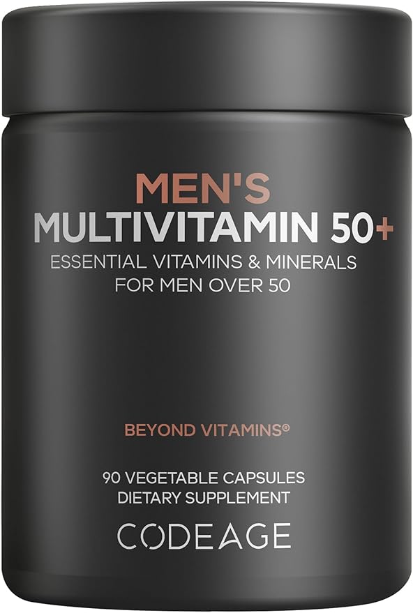 Codeage Men's Multivitamin 50+ Supplement - Essential Vitamins for Men Over 50 Years Old Minerals CoQ10 Turmeric Saw Palmetto Maca Panax Ginseng Probiotics &amp Botanicals - Non-GMO - 90 Capsu