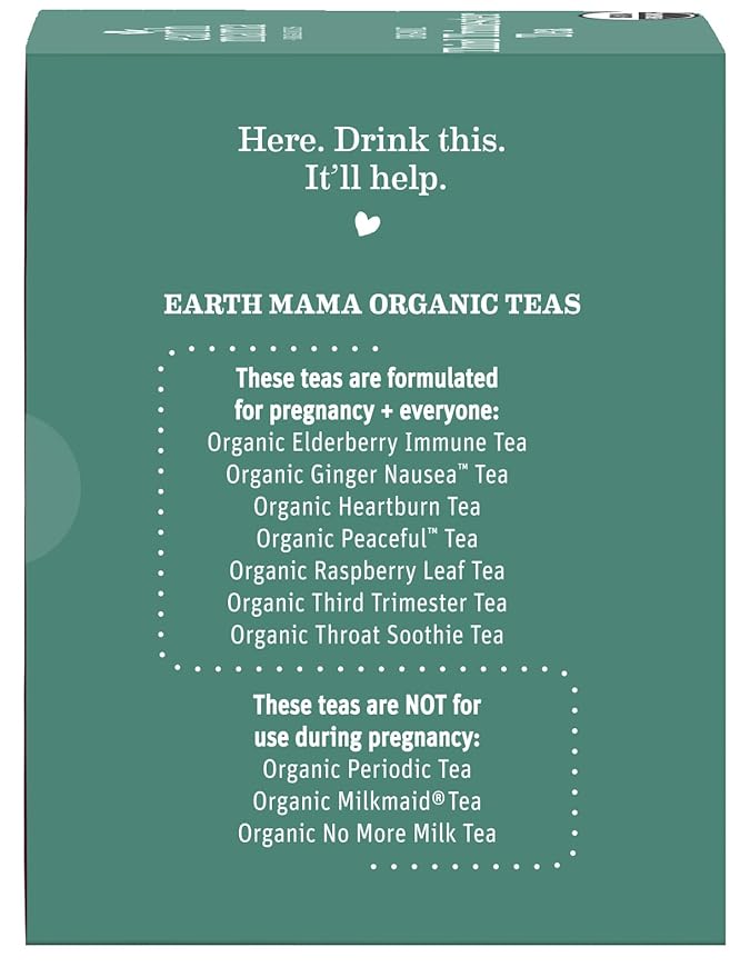 Earth Mama Organic Third Trimester Tea | Herbal Tea for Late Pregnancy Comfort + Childbirth Preparation | 96 Teabags | Caffeine Free &amp Non-GMO