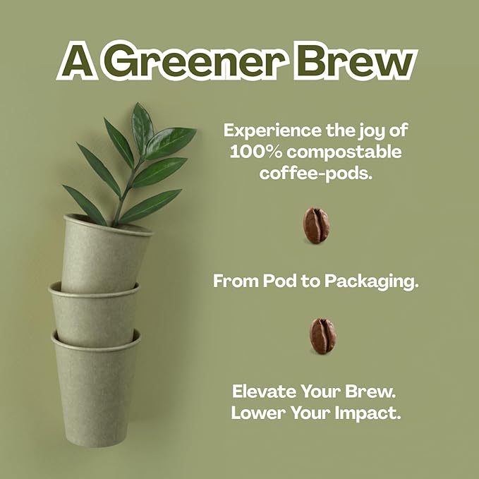 Evergreen Compostable Single Serve Coffee Pods - Light Roast Morning Blend - 100% Arabica Beans (72 Count)