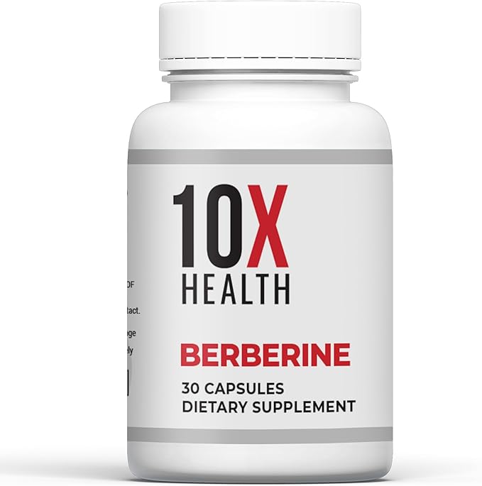 10X Health Berberine Supplement 500mg - Contains Dihydroberberine Supplement for Better Absorption - Supports Cardiovascular &amp Gut Health Supplements for Women &amp Men - 30 Capsules
