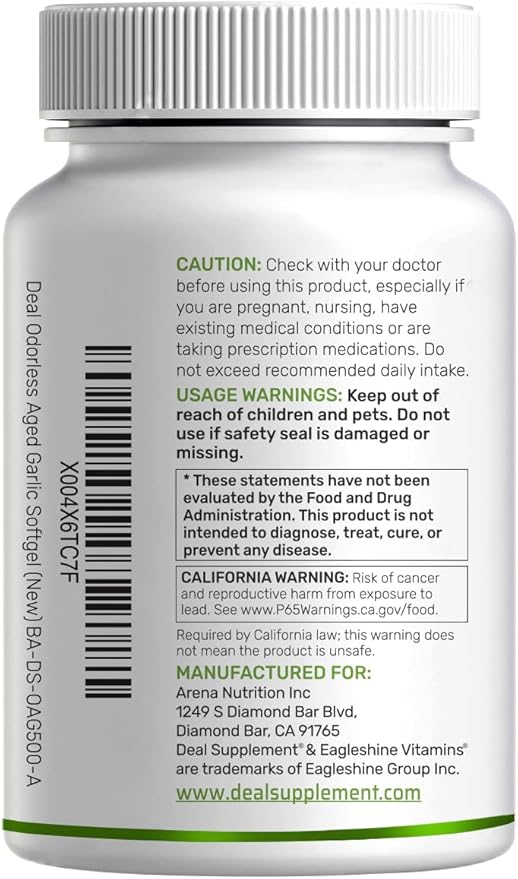 Odorless Aged Garlic 500 Softgels – Enhanced with MCT Oil - Fresh Allium Sativum Bulb Source – 2-Years Aged Garlic Extract – Non-GMO cGMP Manufactured