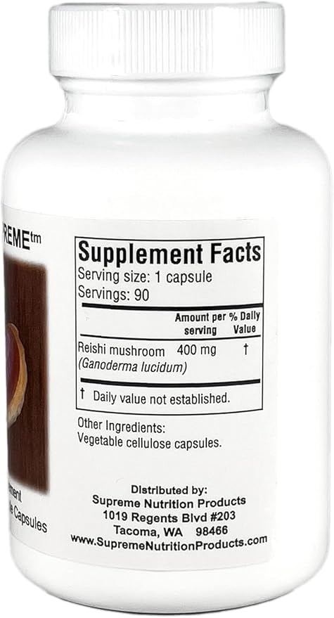 Supreme Nutrition Reishi Supreme 90 Pure Reishi Mushroom Vegetarian Capsules (90 Count (Pack of 2))
