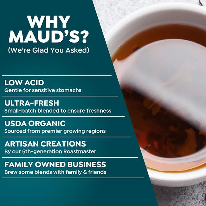 Maud's 9 Blend Organic Tea Pods Variety Pack 48 ct 9 Assorted Flavors Single Serve Pods –100% Gourmet Blended Tea Leaves Compatible with Keurig K Cups Maker