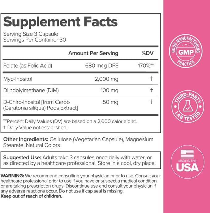 O Positiv FLO Ovarian Health Support - Hormone Balance for Women Supplement with DIM Myo &amp D-Chiro Inositol Folic Acid - Supports Healthy Ovulation Cycle Regularity - 30 Servings