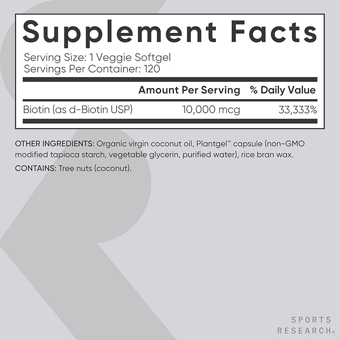 Sports Research® Hair Essentials Pack - Vanilla Collagen Powder Protein Supplement (40 Servings) and Biotin (Vitamin B7) 10000mcg with Organic Coconut Oil (120 Softgels)
