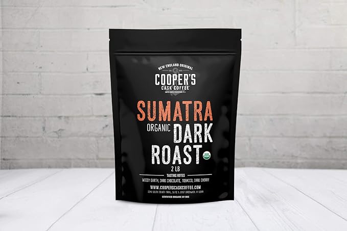 Organic Dark Roast Sumatra Ground Coffee Single Origin Grade 1 Premium Coffee - 2lb Bag