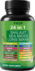 Soursop Capsules with 24-in-1 Herbal Blend - Includes Graviola Shilajit Sea Moss Lions Mane Turmeric Ashwagandha Ginger Manuka Honey - Vegan Non-GMO Dietary Supplement - 60 Capsules (01)