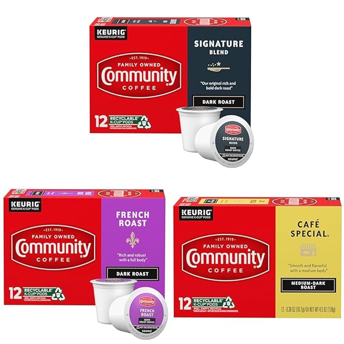 Community Coffee Dark Roast Coffee Pods Variety Pack 36 Count Dark Roast Compatible with Keurig 2.0 K-cup Brewers (12 Count Pack of 3)