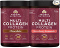 Ancient Nutrition Multi Collagen Peptides Protein Powder Chocolate 40 Servings + Multi Collagen Peptides Protein Powder Strawberry Lemonade 45 Servings