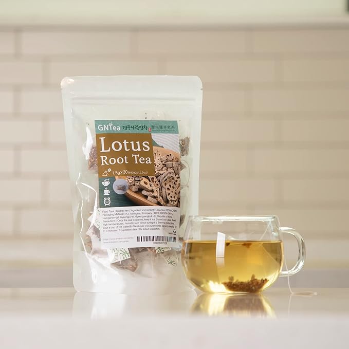 [GNTea] Vegan Lotus Root tea 30 teabags (pack of 1) 1.6oz Triangle teabag (PLA) Handmade Roasting Leached tea