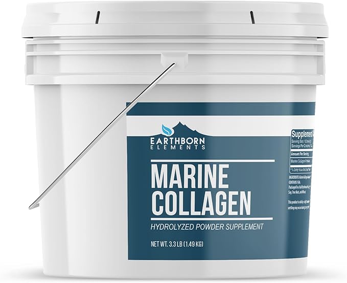 Earthborn Elements Hydrolyzed Marine Collagen Peptides Powder 1 Gallon Bucket Pure &amp Undiluted Dietary Supplement (52.8 Ounce)