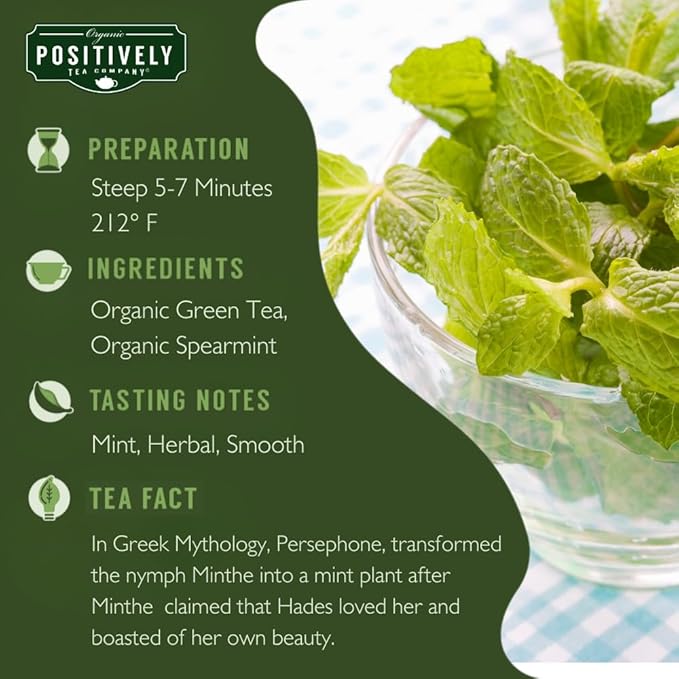 Positively Tea Company Organic Spearmint Green Green Tea Loose Leaf USDA Organic 1 Pound Bag