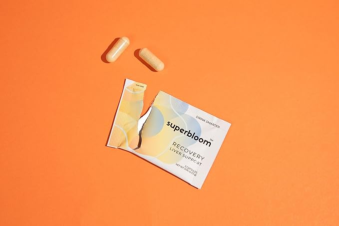 superbloom Recovery Liver Support - 2 Pack | Liver Detox with DHM Turmeric Milk Thistle | 10 Sachets 20 Capsules | Enjoy The Night Own The Morning
