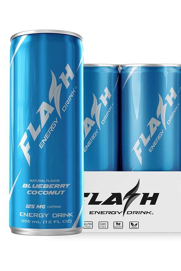 Flash Energy Drink | Elevate your Energy Focus and Performance | Natural | Non-GMO Vegan Gluten-Free Ingredients Organic Green Tea and Green Coffee Bean with 125 mg of Caffeine Enhanced with Es