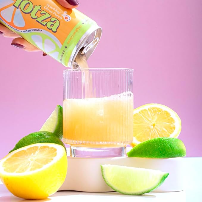 Lotza Sparkling Non-Alcoholic Adaptogen Drink with Electrolytes | Non-Alcoholic Mocktail &amp Drink Mixer| Antioxidants &amp Real Fruit (Pack of 12) Original Citrus