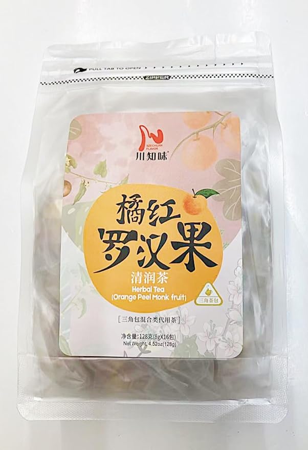 Orange Peel Monk Fruit Herbal Tea 4.52oz (16 Bags)Pack of 2