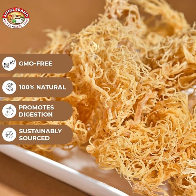 Angel Brand Irish Sea Moss 1 Lbs Pouch - Nutrient Rich Sea Vegetable Harvested from Pristine Ocean Waters - Enhance Journey with Irish Sea Moss Raw - Perfect for Smoothies &amp Soups