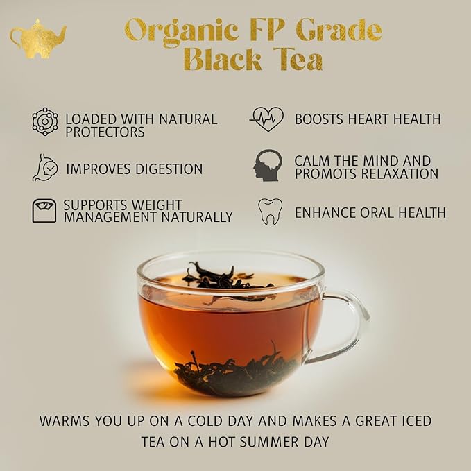 Earl Grey Tea Organic Loose Leaf Black Tea – Classic Bergamot &amp Citrus Flavor – Boost Clarity &amp Wellness – Drink Hot or Iced – 4 oz Resealable Bag (Makes 50 Cups) – The Elegant Elephant