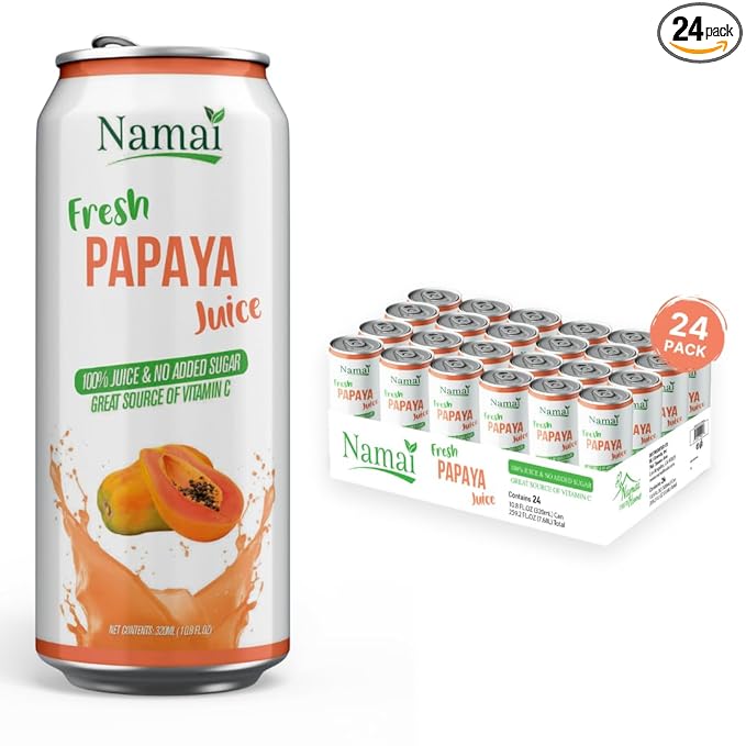 Namai 100% All Natural Pure Papaya Juice No Added Sugar No Preservatives Pack of 24