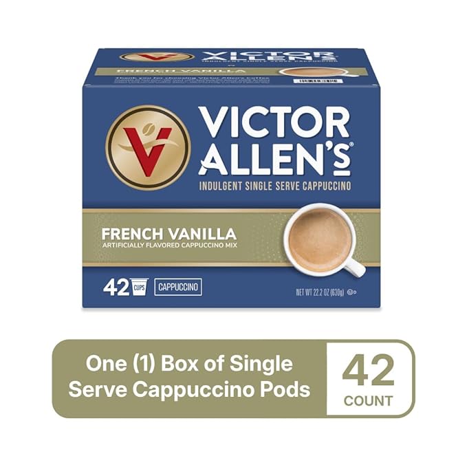 Victor Allen's Coffee French Vanilla Flavored Cappuccino Mix 42 Count Single Serve K-Cup Pods for Keurig K-Cup Brewers